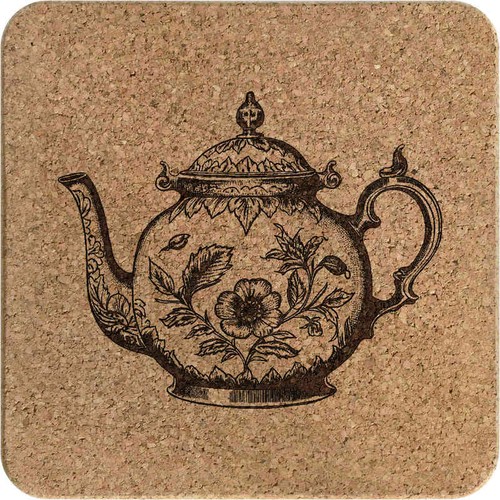 Teapot square cork trivet - 'teapot',