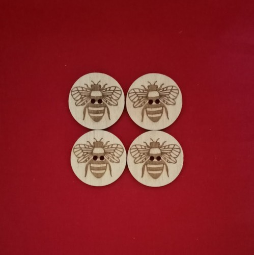 Round bee buttons 30mm - bee,