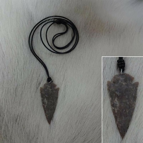 Stone arrowhead necklace - stone,