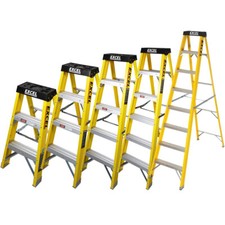 Excel Electricians Fibreglass Step Ladder 2/3/4/5/7 Tread 0.76m - 2.1m EN131