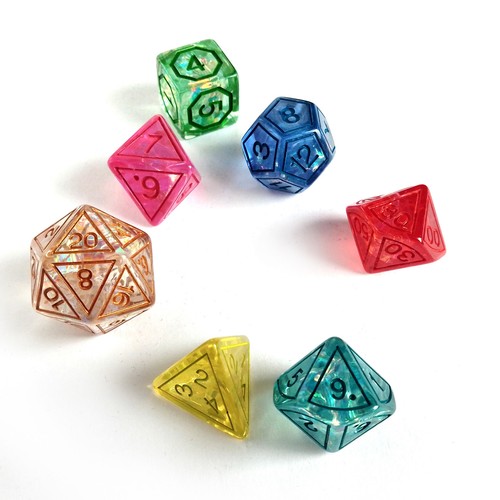 Rainbow d20 dice set - dice,