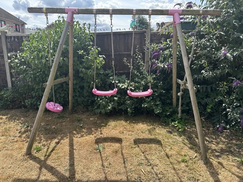 Wooden double swing set and - double,