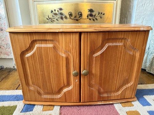 Vintage pine wall cabinet - pine,