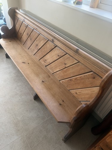 Antique pine church pew - pew, bench