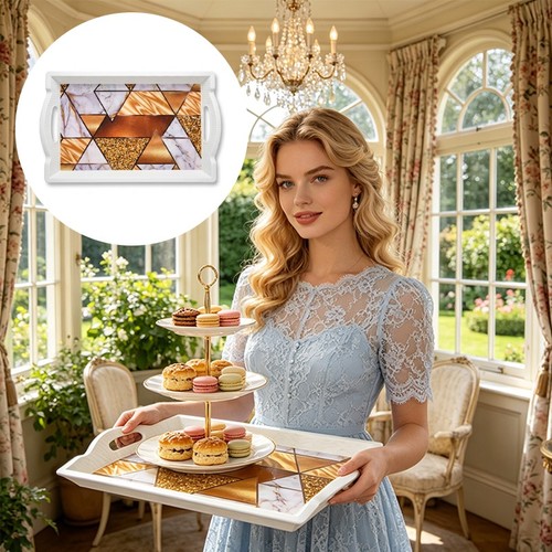 Plastic food serving tray with - tray,