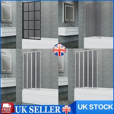 Shower Bath Screen Fold Hinge Door Panel 120/140cm Tempered Clear Glass Bifold