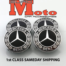 New Mercedes Benz Alloy Wheel Centre Caps 75mm Badges Black Hub Emblem. Fits All