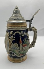 Vintage Heidelberg West German Pewter Lidded Bier Stein
