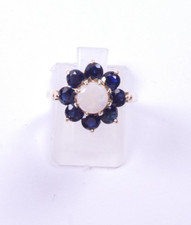 Ring 9 carat yellow gold size  N  Opal and Sapphire cluster