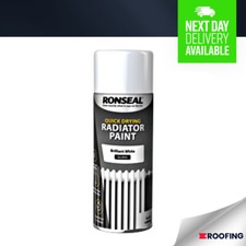 RONSEAL QUICK DRY RADIATOR SPRAY PAINT WHITE SATIN OR GLOSS 400ML
