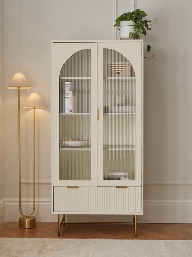 Cora glass door bookcase ivory - cora,