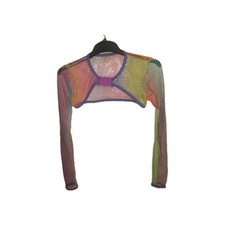 Cyberdog One Size Fishnet Crop Top Bolero Rainbow Purple Buckle Cyber Goth Rave