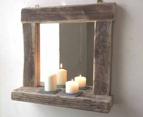 Driftwood mirror with shelf
