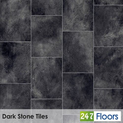 Dark slate modern tiles vinyl - slate,
