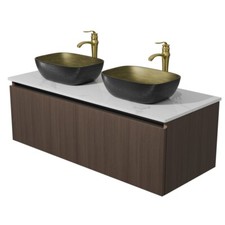 Large Vanity Unit Complete Bathroom Cabinet Sink Set Double Ceramic Basin Faucet