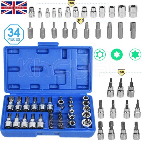 34pcs torx star socket - star,