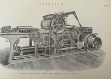 Antique Print | Victorian Printing Press | Buxton Engraving c1870 | Industrial