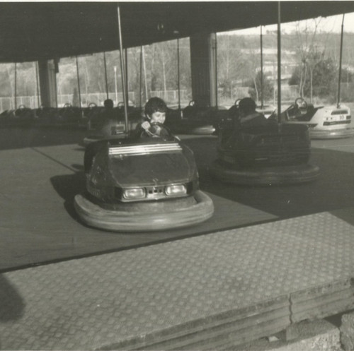 Vintage photo boy bumper car - boy,