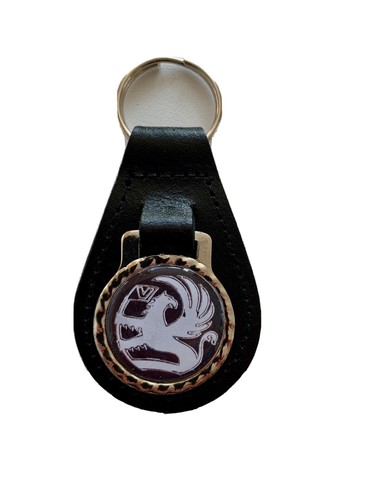 Black leather keyring fob - black,