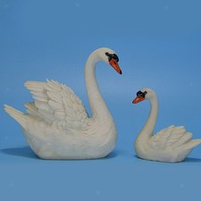 Pair Resin Swan Sculpture for