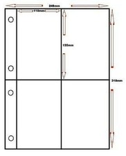 25 SLEEVES FOR GUARDIAN POSTCARD ALBUM 4 CARDS PER PAGE - 6" x 4.25" POCKETS