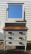 Vintage Cottage Style Dressing Table, refurbed grey & wood LOCAL Delivery