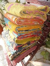 Wholesale Lot Of Indian Vintage Kantha Quilt Handmade Cotton Throw Reversible