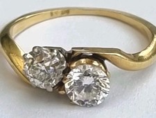 Edwardian 18ct Yellow Gold 0.75ct Toi-et-Moi 2 Stone Ring