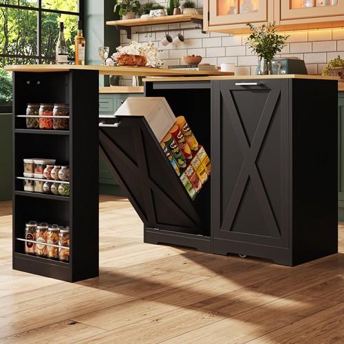 Black rotating kitchen island - rotating,