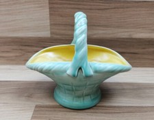 Vintage Crown Ducal Art Deco Posy / Plant Basket - Green & Yellow