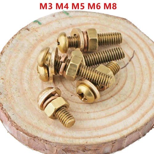 Solid brass phillips pan head - brass,