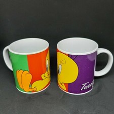 Vintage Warner Bros Starline Tweety Pie Pair Of Mugs Cups Vibrant Colours VGC