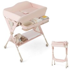 Portable Baby Diaper Changing Table w/Storage Water Basin 3-Level Adjustable