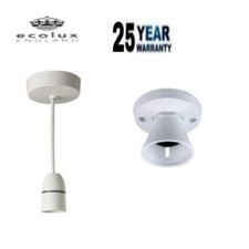 Bayonet Batten White Ceiling Lamp holder BC B22 Light Bulb Socket Lamp Fitting