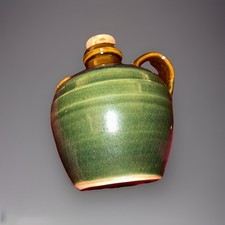 vintage pottery flagon In Green - Mini Size - Rare Find