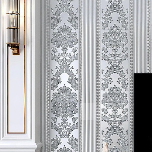 Silver gray damask - damask, wallpaper