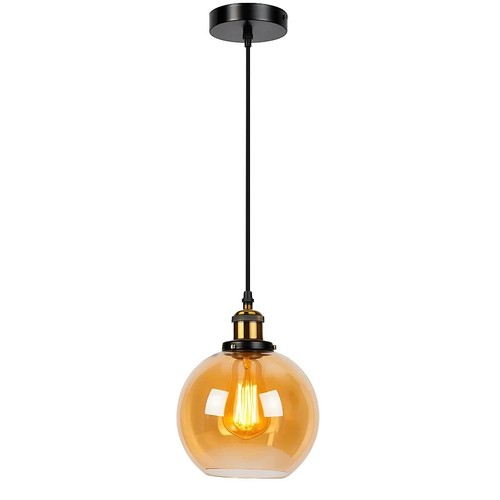 Vintage amber glass globe - glass,