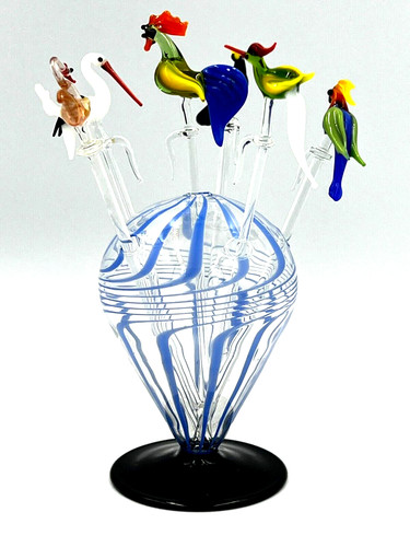 Antique glass lampwork swizzle - glass,