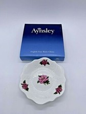 Collectible Aynsley Chelsea Flowers Camellia Patterned Bone China Trinket Dish