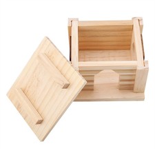 1Pc Natural Wooden Hamster House Flat Top Cabin Rat Hut Mouse Cage For Small XG5
