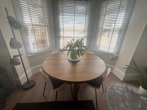 Round solid oak dining table - dining,
