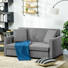 Convertible 2 Seater Sofa Bed with 2 Cushions Storage for Living Room