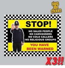 3 No Cold Callers Sign Sticker, No Canvassers, Religious Groups, Sales, (CC2)