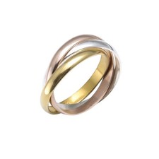 Silverly Russian Wedding Ring Rose Yellow Gold Plated Sterling Silver Triple