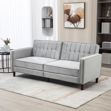 Grey 3-Seater Convertible Sofa
