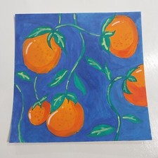 8x8 Inch Gouache Painting On Watercolor Paper Impressionism Title Orange Days A1