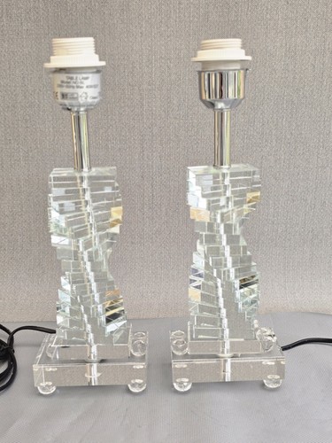 Pair heavy crystal table - crystal,