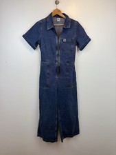 Lucy & Yak Ragan Boilersuit Jumpsuit Wide Crop Leg Blue Denim UK Size 10