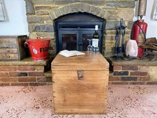 Antique Mahogany Chest, Vintage Wooden Storage Trunk, Blanket Box, Coffee Table.