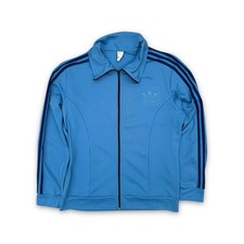 Vintage 60s 70s Adidas Sportswear Full Zip Track Jacket Retro Blue - Large